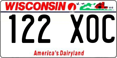 WI license plate 122XOC