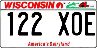 WI license plate 122XOE