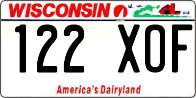 WI license plate 122XOF