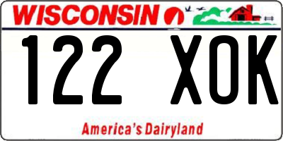 WI license plate 122XOK