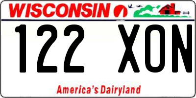WI license plate 122XON