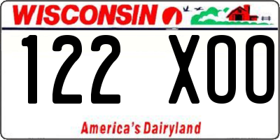 WI license plate 122XOO