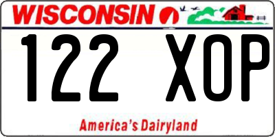 WI license plate 122XOP