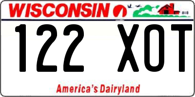 WI license plate 122XOT