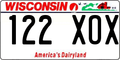 WI license plate 122XOX