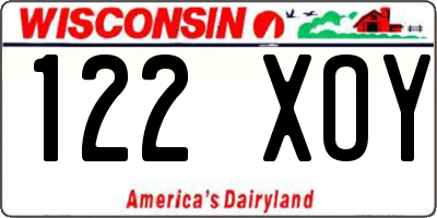 WI license plate 122XOY