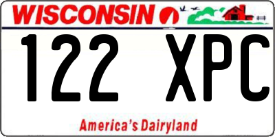 WI license plate 122XPC