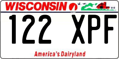 WI license plate 122XPF