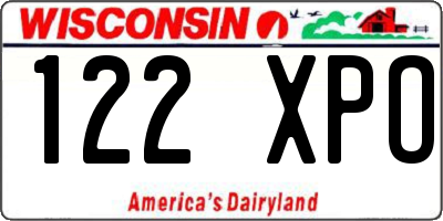 WI license plate 122XPO