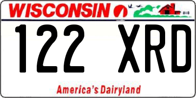 WI license plate 122XRD