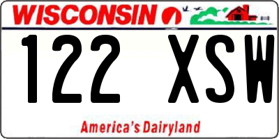 WI license plate 122XSW