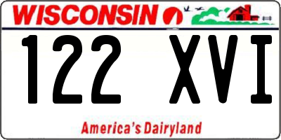 WI license plate 122XVI