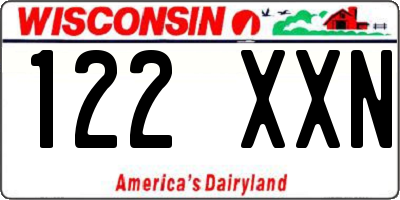 WI license plate 122XXN
