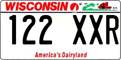 WI license plate 122XXR