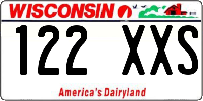 WI license plate 122XXS