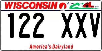 WI license plate 122XXV