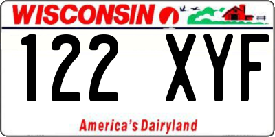 WI license plate 122XYF