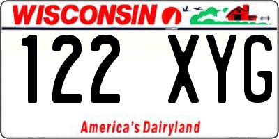 WI license plate 122XYG