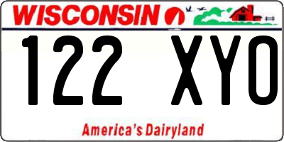 WI license plate 122XYO