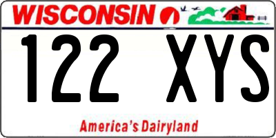 WI license plate 122XYS