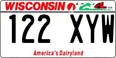 WI license plate 122XYW