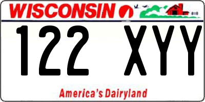 WI license plate 122XYY