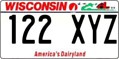 WI license plate 122XYZ