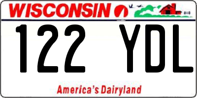 WI license plate 122YDL