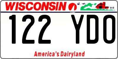 WI license plate 122YDO