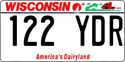 WI license plate 122YDR