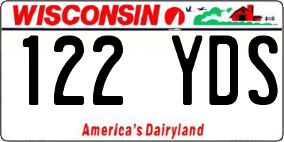 WI license plate 122YDS