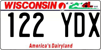 WI license plate 122YDX