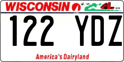 WI license plate 122YDZ