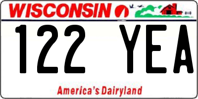 WI license plate 122YEA