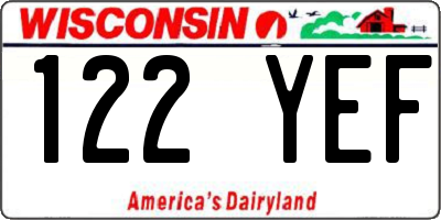WI license plate 122YEF