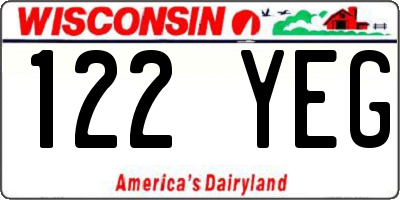 WI license plate 122YEG