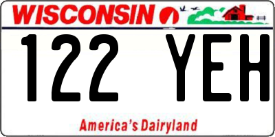 WI license plate 122YEH