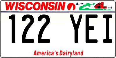 WI license plate 122YEI