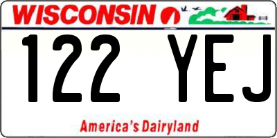 WI license plate 122YEJ