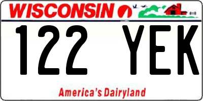 WI license plate 122YEK