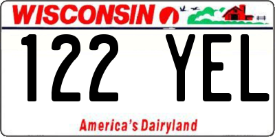 WI license plate 122YEL