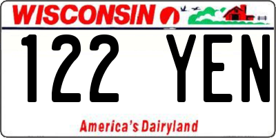 WI license plate 122YEN