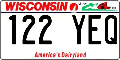 WI license plate 122YEQ