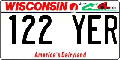 WI license plate 122YER