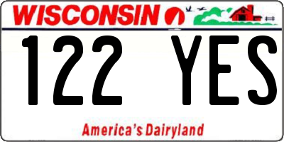 WI license plate 122YES