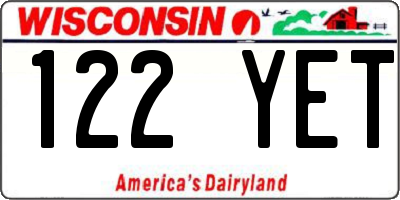 WI license plate 122YET