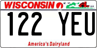 WI license plate 122YEU