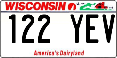 WI license plate 122YEV