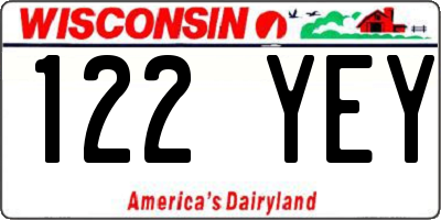 WI license plate 122YEY