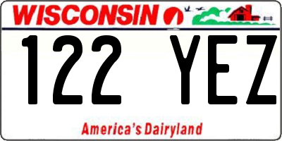 WI license plate 122YEZ